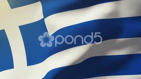 Greece Flag Waving In The Wind. Looping Sun Rises Style. Animation Loop