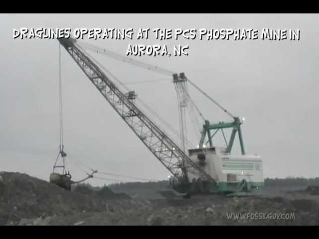 Draglines Digging Up Fossil Layers At Pcs Phosphate Mine In Aurora Nc Youtube