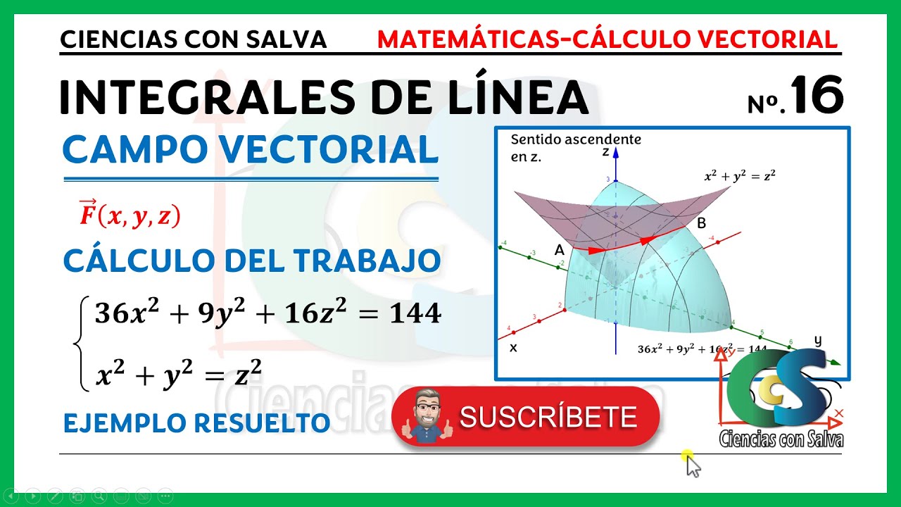 Integrales de línea 16. Cálculo de trabajo a través de una trayectoria