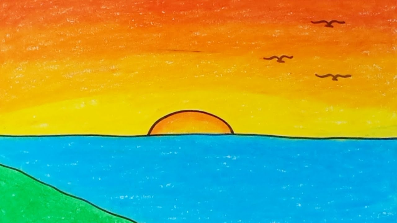 How to Draw Scenery Sea and Sunset Very Easy |Drawing Scenery Step by Step