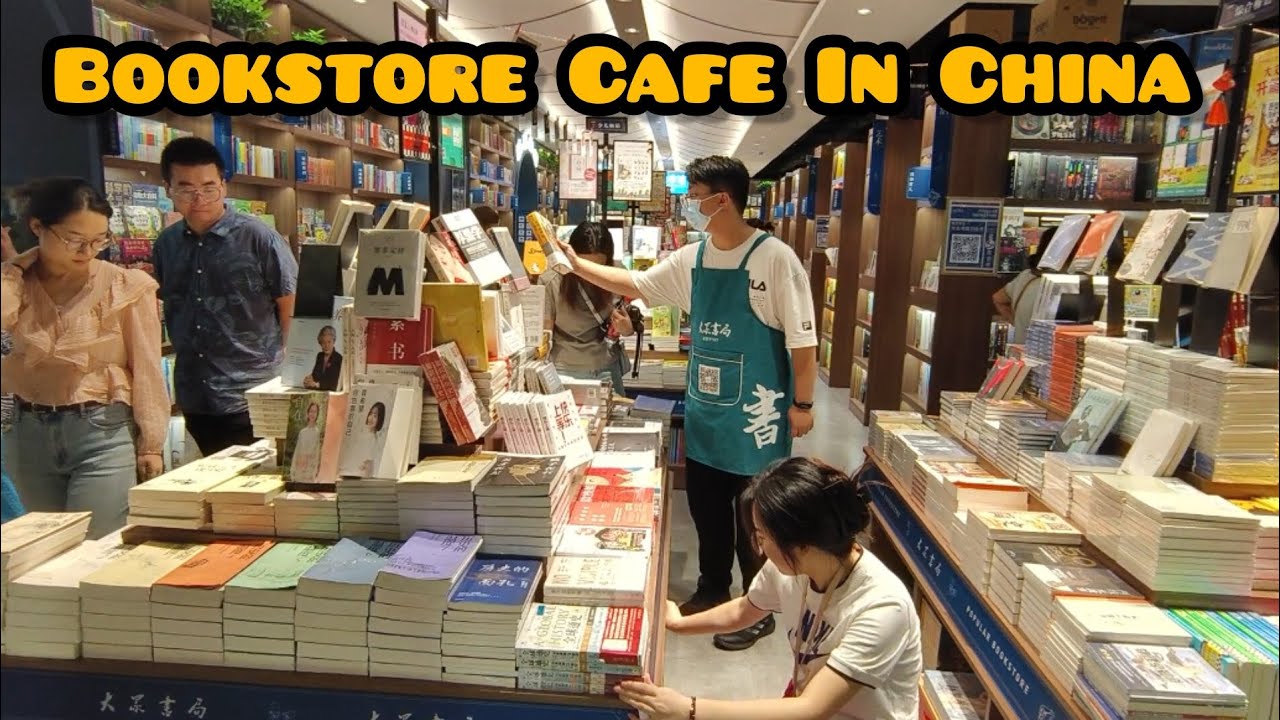 Walk Around a Bookstore Cafe in China