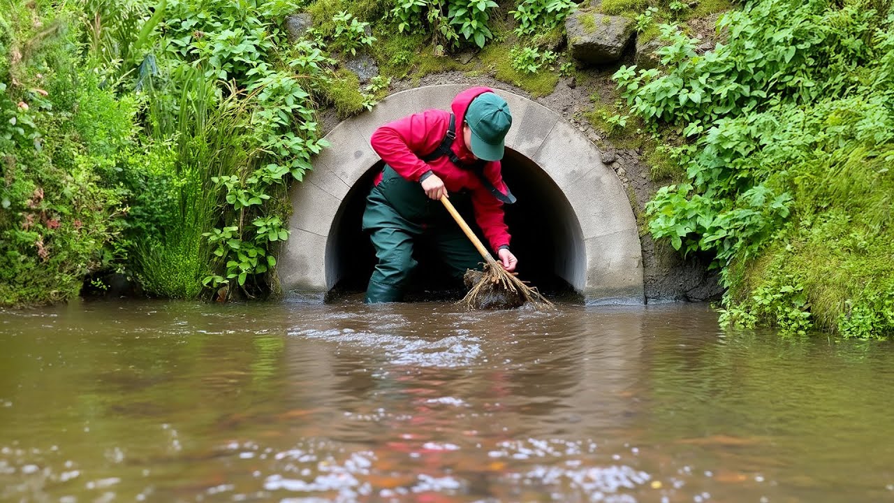 Restoring Flow Clearing Out a Blocked Culvert Drain - YouTube