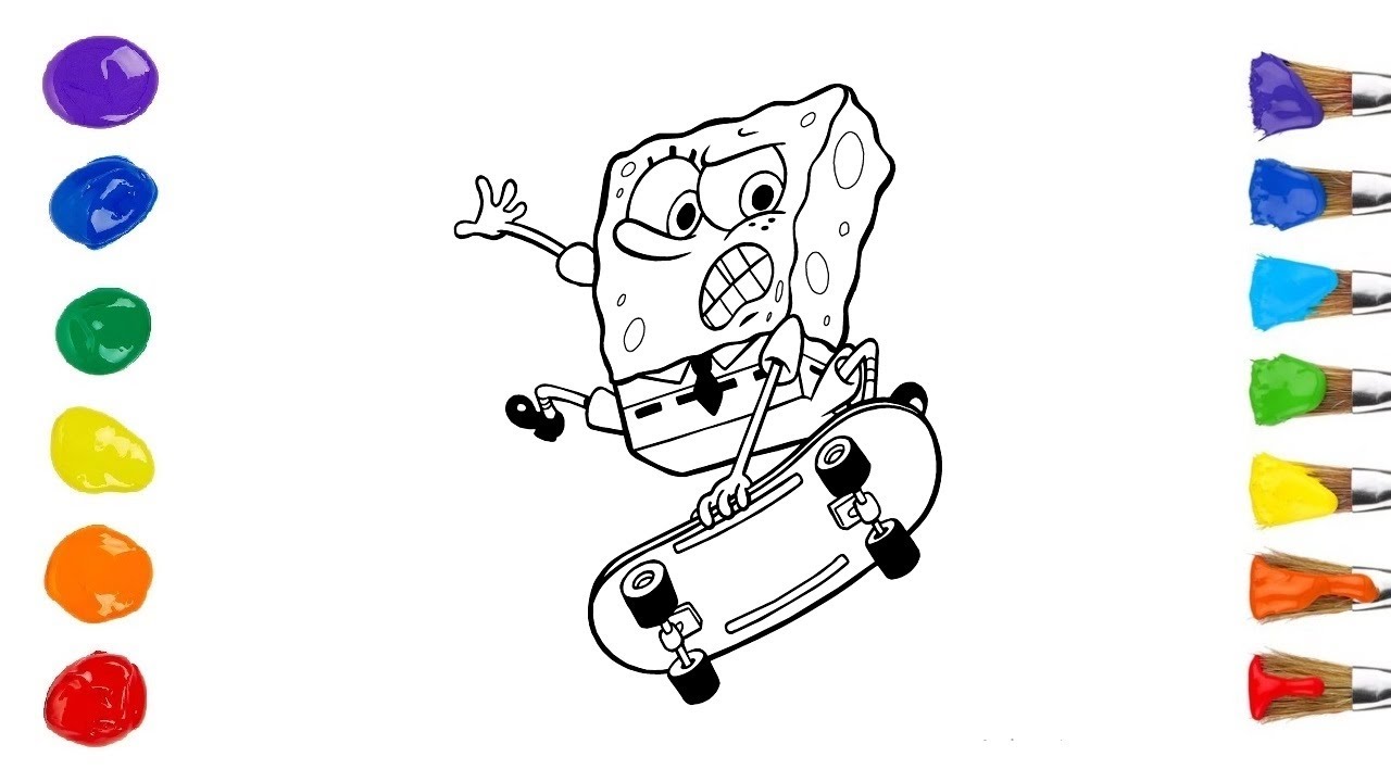 SpongeBob SquarePants Skateboarding Trick | Painting & Drawing for Kids ...