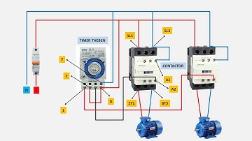 runs 2 single phase motors with 2 contactors and 1 timer | timer