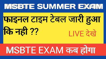 Msbte Summer Exam 2020 Final Time Table || Msbte Latest News || Msbte Exam Update