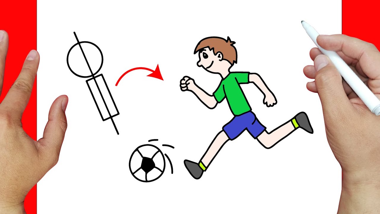 Cómo dibujar un niño jugando Futbol | Dibujos fáciles