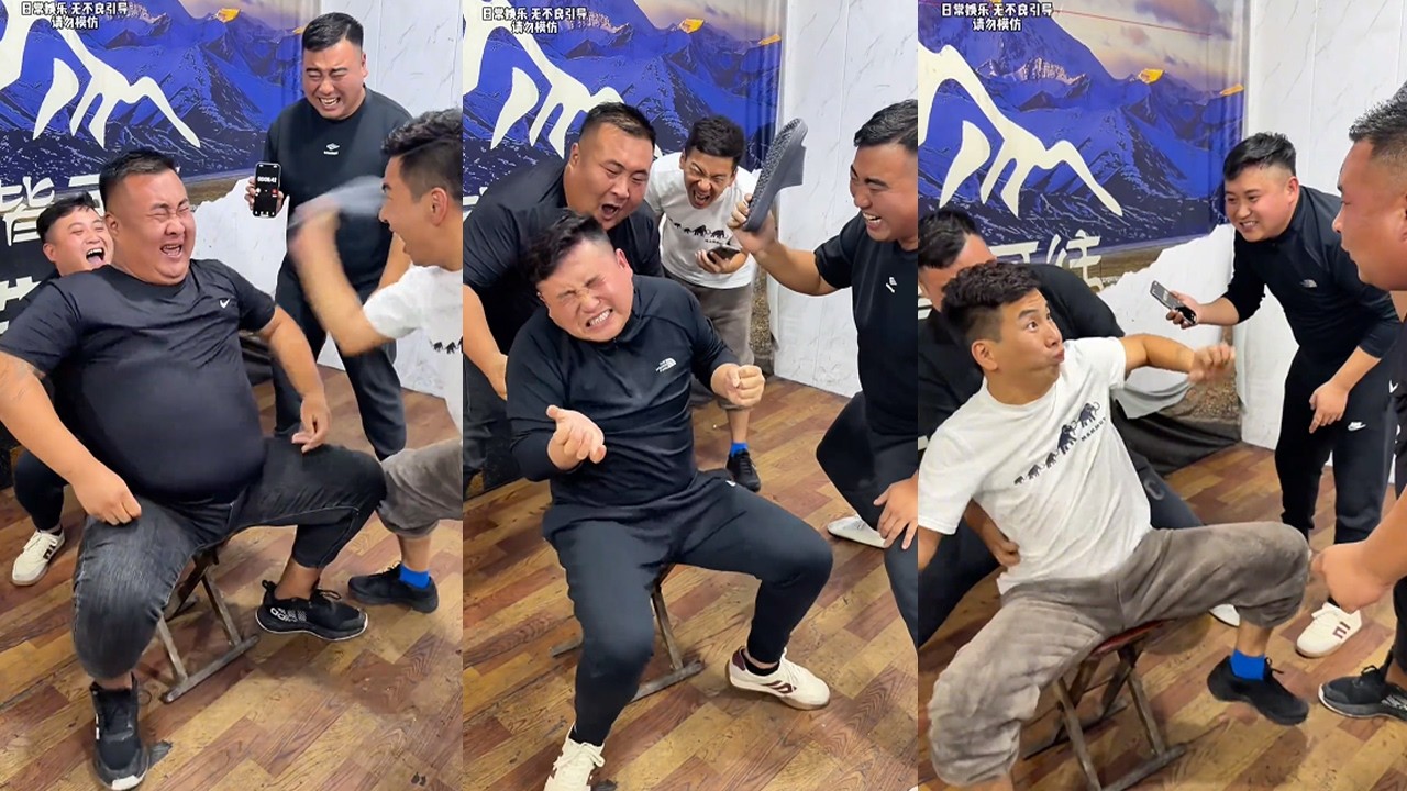 Suppressing laughter facial massage: painful yet pleasurable.#funny#hilarious