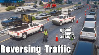 GTA 5 DOT Reversing Traffic Around A Plane Crash On The Highway With Message Board Trucks