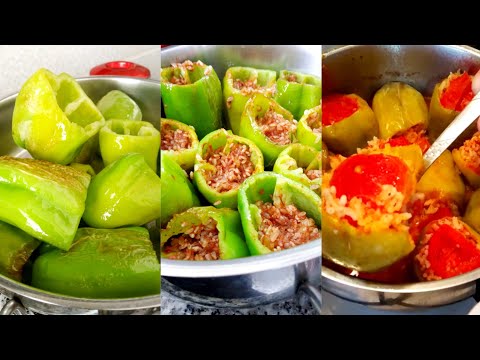 Kabuğunu Ayırmadan Yiyeceğiniz Biber Dolması Tarifi, Bell Pepper, Turkish Food #shorts #asmr