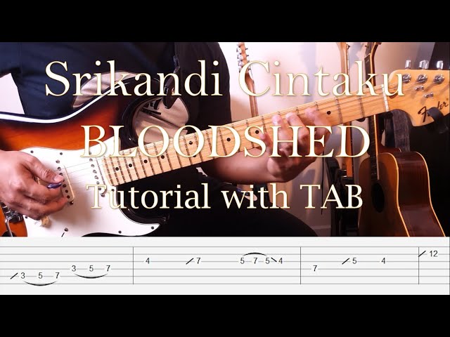 BLOODSHED - Srikandi Cintaku - Guitar Solo & Outro Tutorial Slow Motion with TAB class=