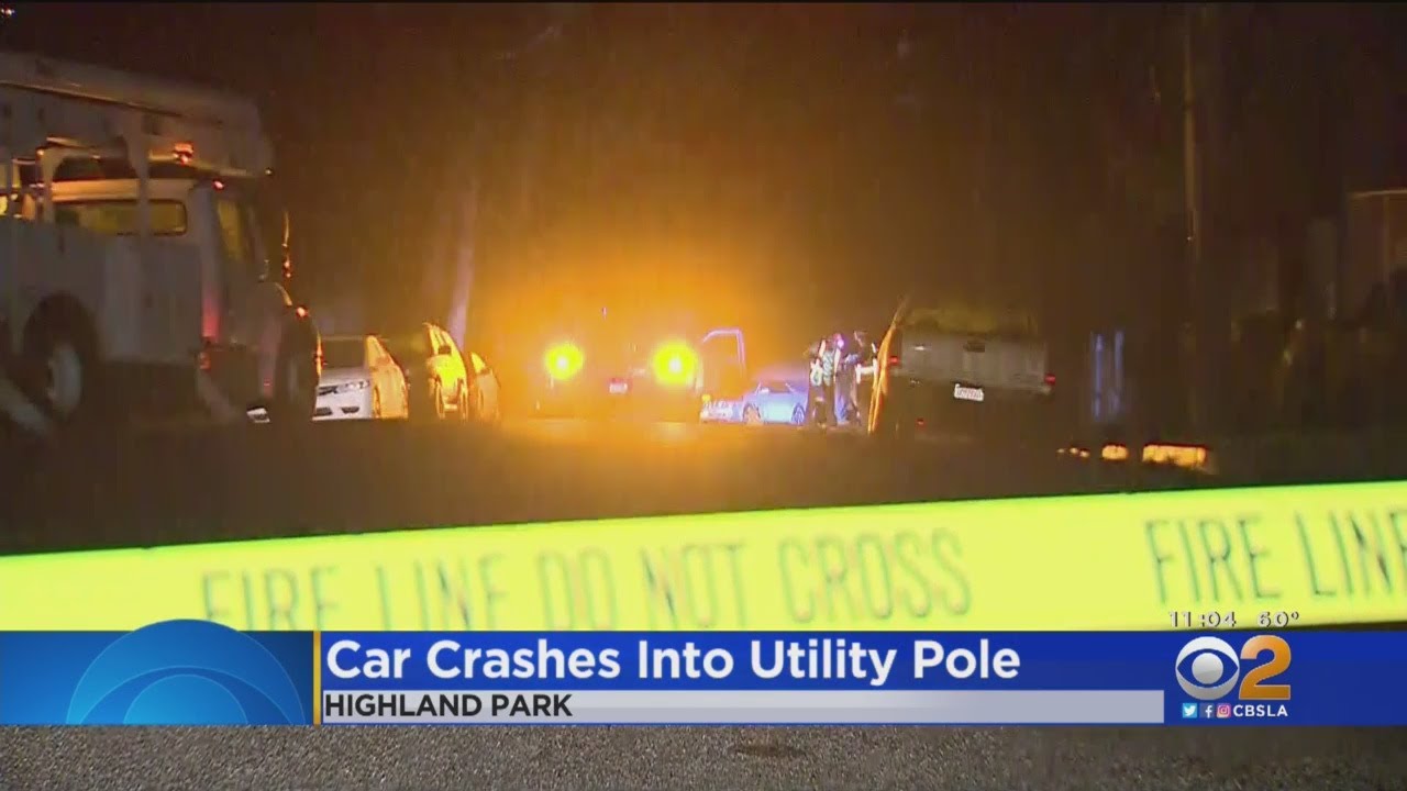 Car Crash Into Utility Pole Causes Power Outage In Highland Park - YouTube