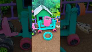 😱Real Working Mini Tractor Making Cement Pillar | Amazing DIY Construction Machine🚜#shorts