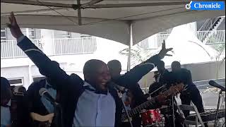 Police band entertain guests at the commissioning of the Bulawayo Students Accommodation