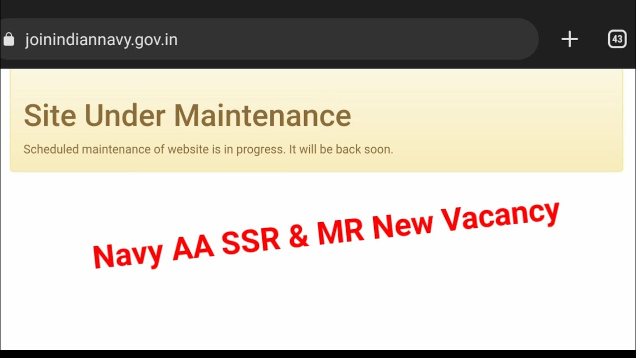 Navy SSR AA New Vacancy 2022 || Navy MR new vacancy update|| Navy website under maintenance