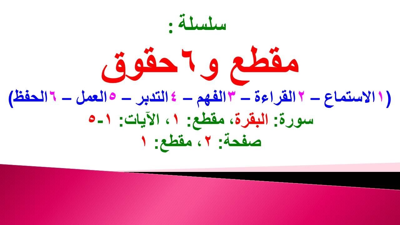 مقطع و6 حقوق (سورة البقرة الحلقة 1 الآيات: 1-5) (في المصحف صفحة 2 مقطع 1) محمد ماضي