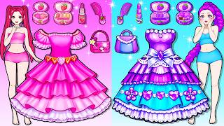Pink Vs Purple strawberry Vs Grape Dress Up  Huntrix Rumi Mira Fashion Handmade  Diy Paper Dolls