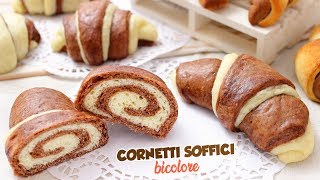 CORNETTI BICOLORE SOFFICISSIMI - COTTI AL VAPORE E AL FORNO - Ricetta Facile dei Cornetti