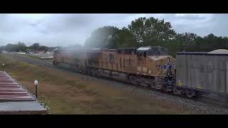 Union Pacific Rock Train Passing in the Rain TX