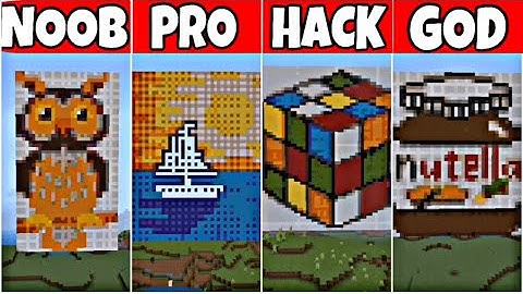 Noob vs Pro vs Hacker vs God minecraft pixel art