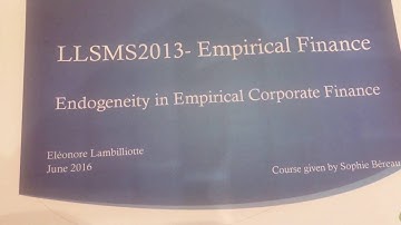Empirical Finance - Endogeneity