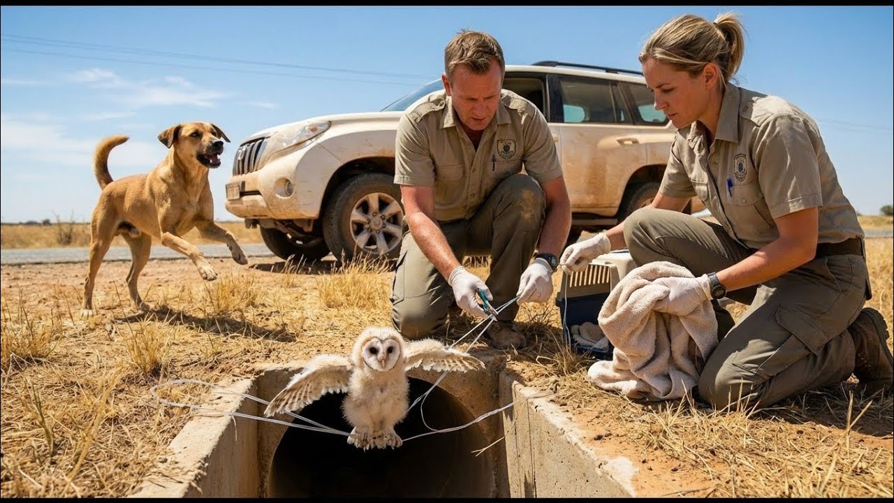 A Dog Blocks a Car to Save a Trapped Baby Owl… What Happened Next Everyone Is Shocked!