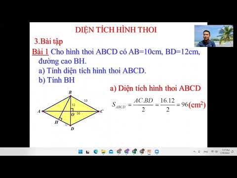 Video Diện tích hình thoi- Luyện tập- Toán 8 - youtube