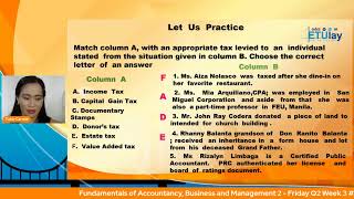 Fundamentals of Accountancy, Business and Management 2  - Friday Q2 Week 3 #ETUlayLevelUp #Quarter2