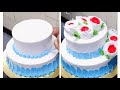 how to make fresh cream cake decorating 2tier Anniversary cake recipe