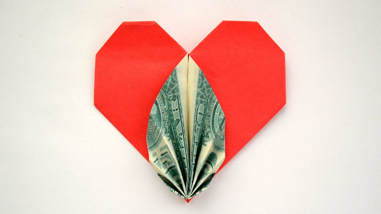 My PAPER HEART with MONEY LEAF Dollar Origami Tutorial DIY by