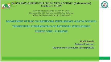 Role of Knowledge Presentation||Theoretical  Fundamentals of AI||SNS Institutions