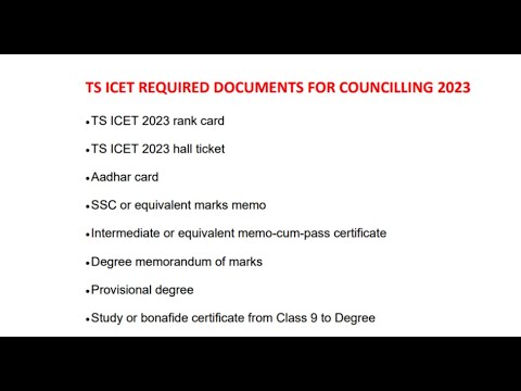 TS ICET REQUIRED DOCUMENTS FOR COUNCILLING - YouTube