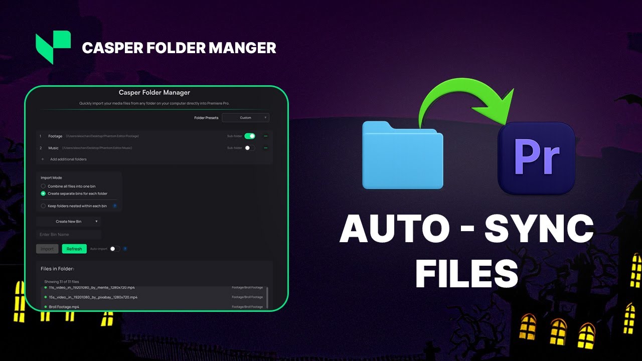 Auto SYNC/IMPORT Files into Premiere Pro Tutorial : Casper Folder ...