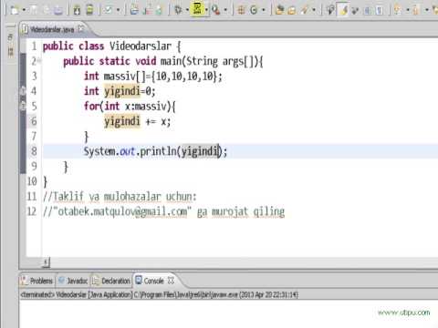 Javadan boshlang'ich darslar -33- kuchaytirilgan for sikli - YouTube