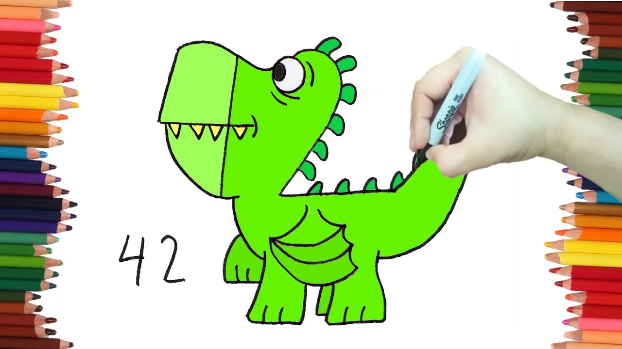 Como dibujar un DINOSAURIO a partir del NUMERO 42 - Dibujos con Letras para  Principiantes MUY FACIL - thptnganamst.edu.vn