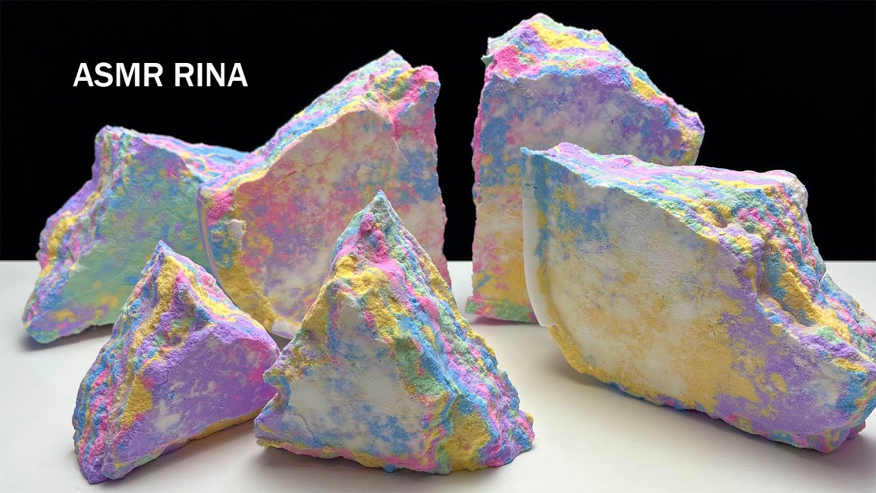 ASMR baking soda huge colorful chunks