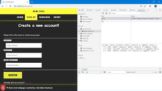 User registration with JavaScript validation and error message