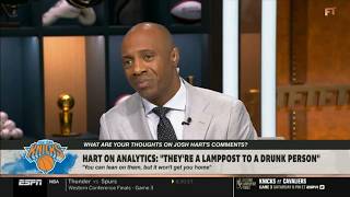 FIRST TAKE | Josh Hart throws shade at analytics after punishing Cavs: Lamp post to a drunk person
