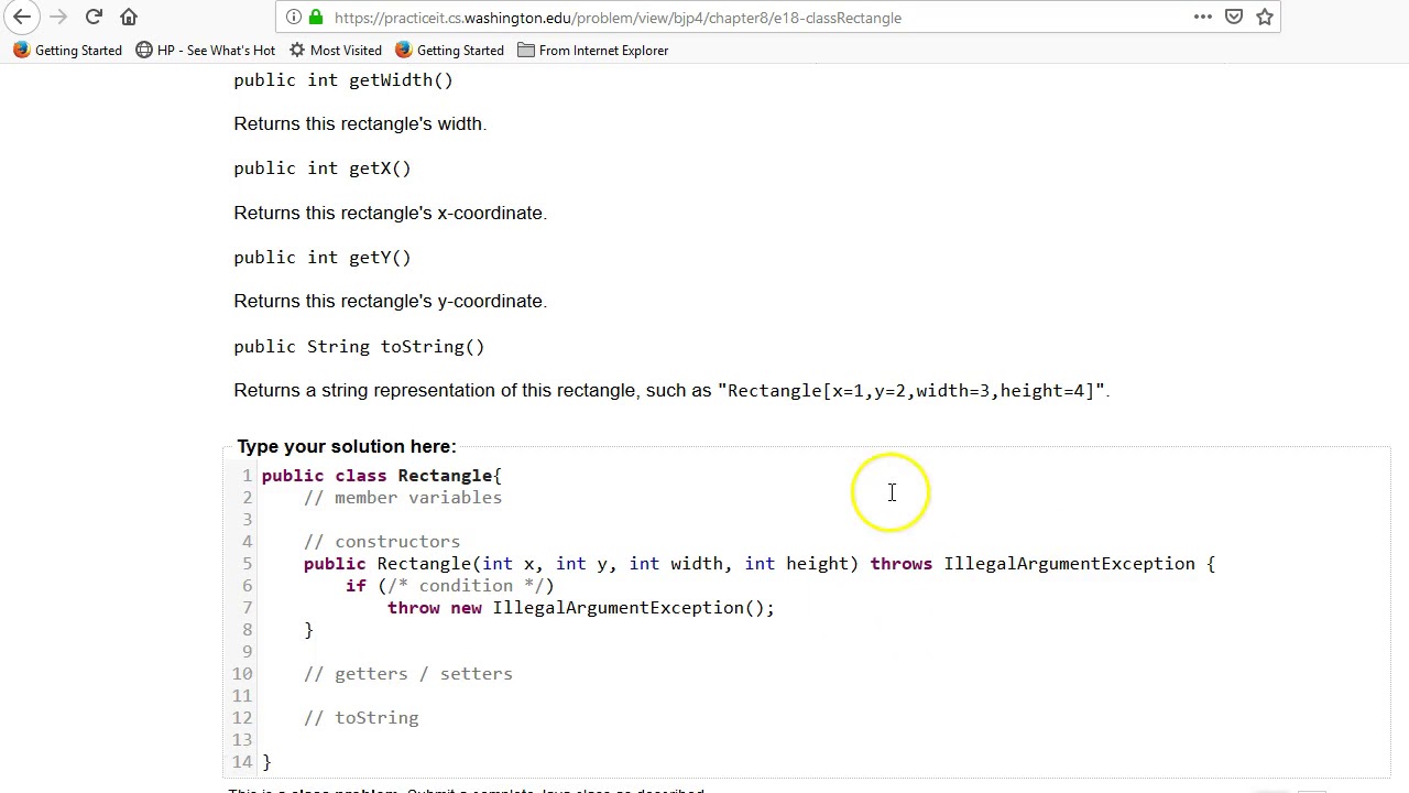 Building Java Program Chapter 8 Exercise 8.18 classRectangle - YouTube