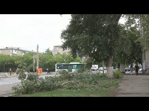 Последствия урагана устраняют в Петропавловске