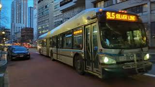 MBTA Bus 2017 New Flyer XDE60 Xcelsior Hybrid Artic 1289 On The SL5 @ Tufts Medical Center