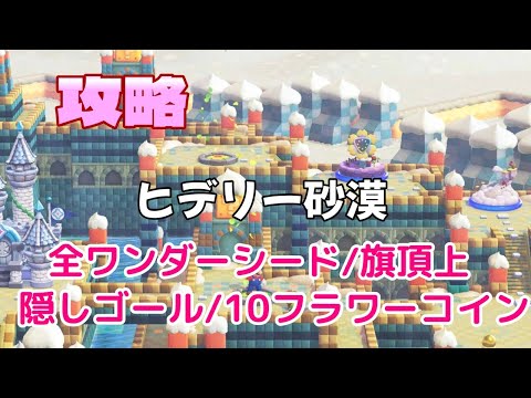 スーパーマリオワンダー 攻略 ヒデリー砂漠 隠しゴール 全フラワーコイン 全ワンダーシード