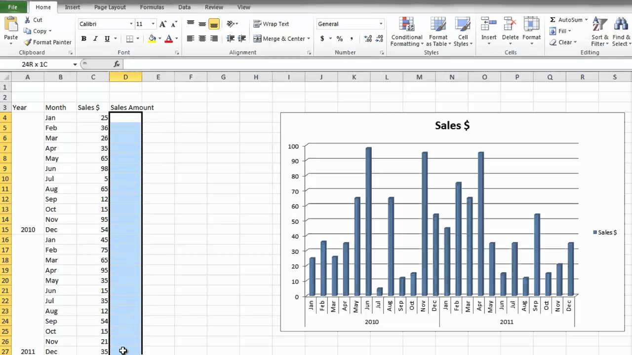 How To Make Column Chart In Excel 2010