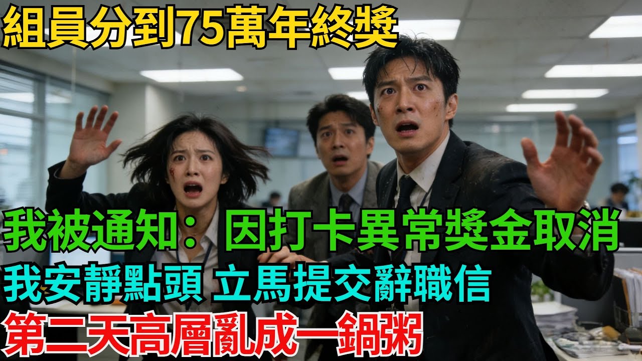 組員分到75萬年終獎，我被通知：因打卡異常，獎金取消。我安靜點頭，立馬提交辭職信，第二天手機裏九十個未接來電，讓高層亂成一鍋粥【非常物語】