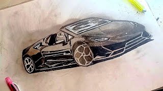 Drawing Lamborghini Huracan Evo Spyder | Speed Drawing Lamborghini • Car Sketch Series