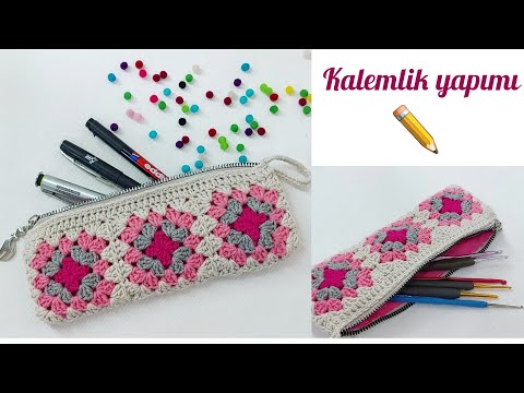 okullar açılmadan kalemlik yapalım ✅️ tığ işi motifli kalemlik çanta yapımı #crochet örgü modeli