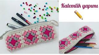 okullar açılmadan kalemlik yapalım ✅️ tığ işi motifli kalemlik çanta yapımı #crochet örgü modeli