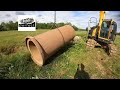 Installing large clay culvert Pipe for Farmer Chris with the hx145  LCRHyundai Excavator