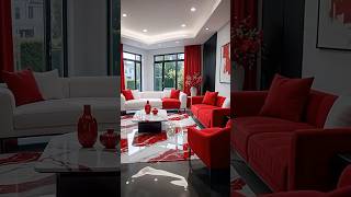 Luxury Living Room with Metallic Red-White Epoxy Floor 💕✨#shorts
