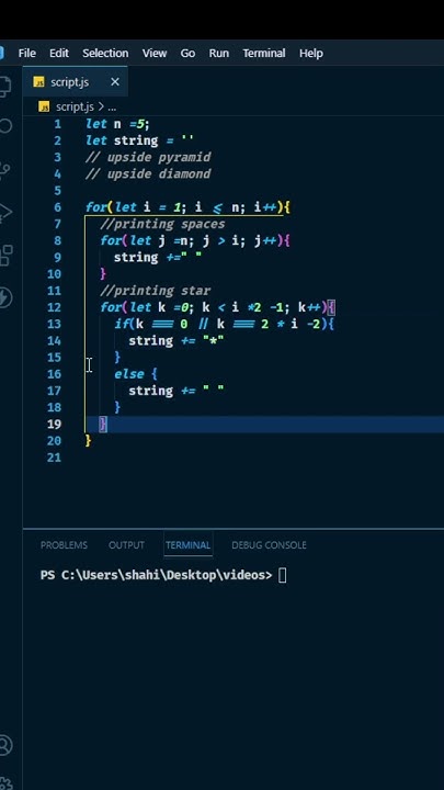 Hollow Diamond Pattern in javascript | for loop in js | Papa Developer ...