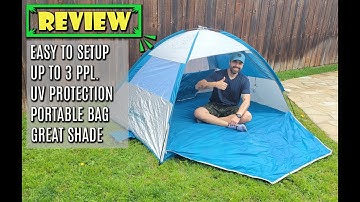 COMMOUDS Beach Tent Sun Shade for 3/4 Person, UPF 50+ Beach Sun Shelter Canopy Tent